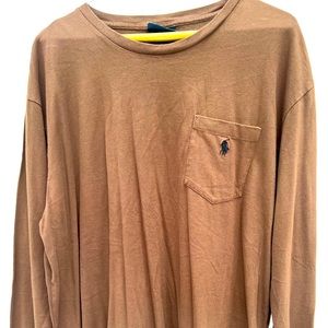 Ralph Lauren long sleeve tee with pocket.  Brown.  EUC!